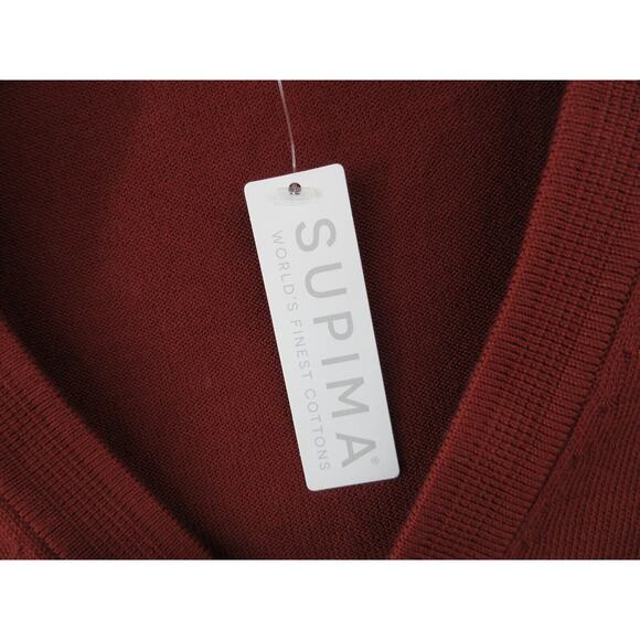 NWT Lands End Cardigan Mens Large Brown Supima Cotton Sweater Button Up Adult - Picture 3 of 14